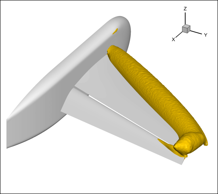 Pressure isosurface for NASA Trapezoidal Wing