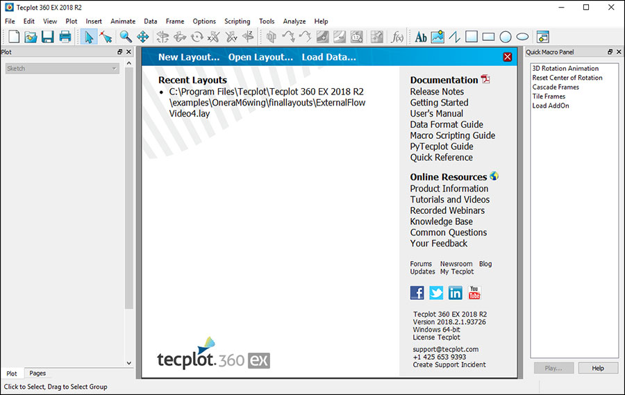 Tecplot 360 Welcome Screen