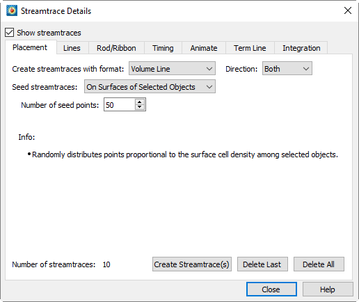 Streamtrace Details Dialog